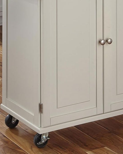 Homestyles Kitchen Cart with Stainless Steel Metal Top Rolling Mobile Kitchen Island with Storage and Towel Rack 54 Inch Width Off White - LeafyLoom