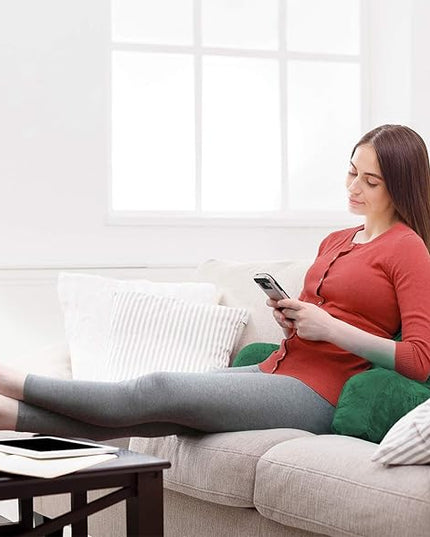 Clara Clark Reading Pillow, Standard Back Pillow for Sitting Up in Bed, Memory Foam Back Support Pillow, Reading Pillows for Sitting in Bed, Dark Green Sit Up Pillow for Bed, Arm Pillow with Pockets - LeafyLoom