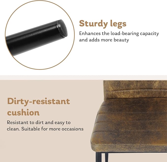 PU Leather Chair Set of 4, High Back Dining Seat with Soft Padded & Foot Cap Protection for Home Kitchen Living Room, 300lbs Capacity, Brown - LeafyLoom