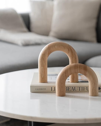 Wood Arch Decorative Objects - Suitable for Coffee Table Decor, Neutral Home Decor for Shelves, Shelf Decor Aesthetic, Modern Bookshelf Decor, Entryway Decor, Home Decorations for Living Room - LeafyLoom