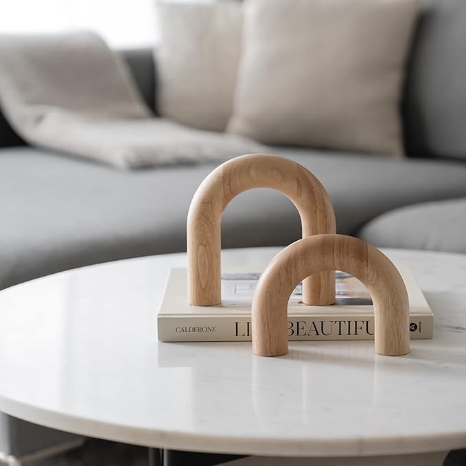 Wood Arch Decorative Objects - Suitable for Coffee Table Decor, Neutral Home Decor for Shelves, Shelf Decor Aesthetic, Modern Bookshelf Decor, Entryway Decor, Home Decorations for Living Room - LeafyLoom
