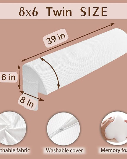 Bed Wedge Pillow for Headboard Gap Bed Mattress Gap Filler (0-7'') Memory Foam Bed Crack Headboard Pillow Stopper to Close The Gap Between Headboard Wall and Mattress Space Filler Twin - LeafyLoom