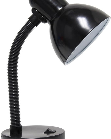 Simple Designs LD1003-BLK-12PK Basic Metal Desk Lamp 12 Pack Set with Flexible Hose Neck for Office, Bedroom, College Dorm, Bookshelf, Black, 12 Pack - LeafyLoom
