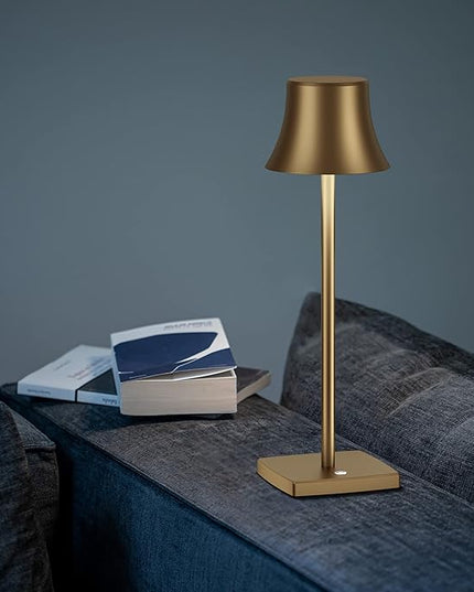 Cordless Table Lamp, Rechargeable Battery 5000mAh Metal USB LED Portable Powered Desk Lamp, 3 Levels for Restaurants Bedroom Outdoor (Antiqued gold) - LeafyLoom