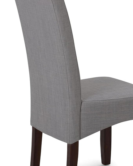 SIMPLIHOME Cosmopolitan Parson Dining Chair (Set of 2), Dove Grey Linen Look Fabric and SOLID WOOD, Square, Upholstered, For the Dining Room, Transitional Modern - LeafyLoom