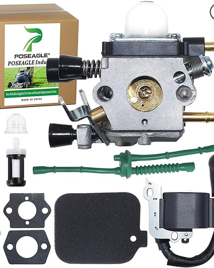 C1Q-S68G Carburetor with 4229 400 1300 Ignition Coil Replaces 4229 120 0606, C1Q-S64, C1Q-S68, C1Q-S68D, C1Q-S68E for Stihl BG55, BG85, BG45, BG46, BG65, SH85, SH55C, SH55 Leaf Blowers - LeafyLoom