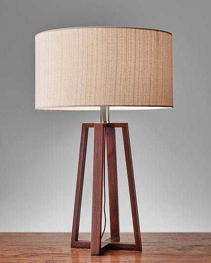 Adesso 1503-15 Quinn Table Lamp, 23.75 in., 150 W Incandescent/CFL, Walnut Birch Wood, 1 Wooden Lamp - LeafyLoom