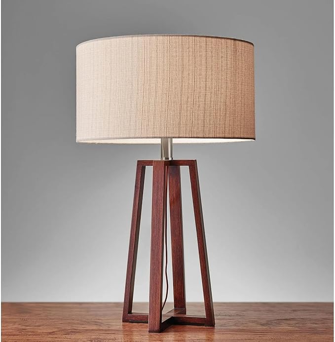 Adesso 1503-15 Quinn Table Lamp, 23.75 in., 150 W Incandescent/CFL, Walnut Birch Wood, 1 Wooden Lamp - LeafyLoom