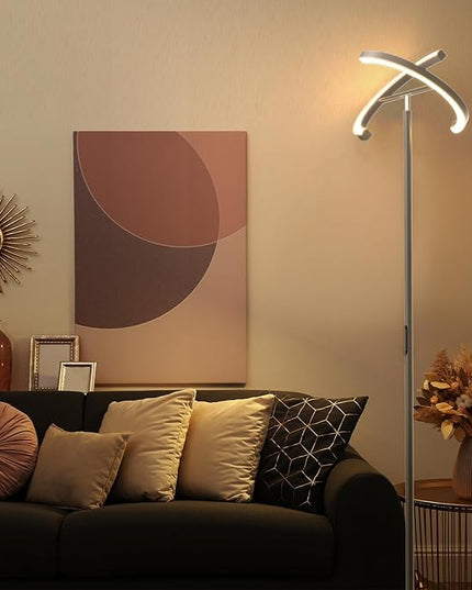 FIMEI Split Floor Lamp, Bright Modern LED Standing Lamp, Stepless Dimming and 4 Color Temperature, Eye-Protection Reading Standing Light for Living Room Bedroom Office, Touch&Remote Control, Gray - LeafyLoom