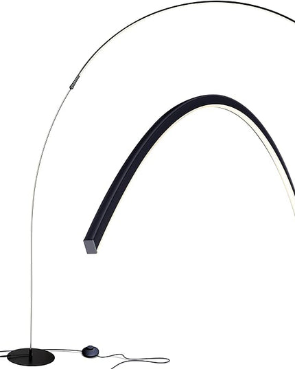 Brightech Sparq Arc Floor Lamp, Ultra Bright Lamp for Living Rooms & Offices – 3-Way Dimmable Smart, Tall Contemporary Standing Lamp for Reading in Bedrooms - Black - LeafyLoom