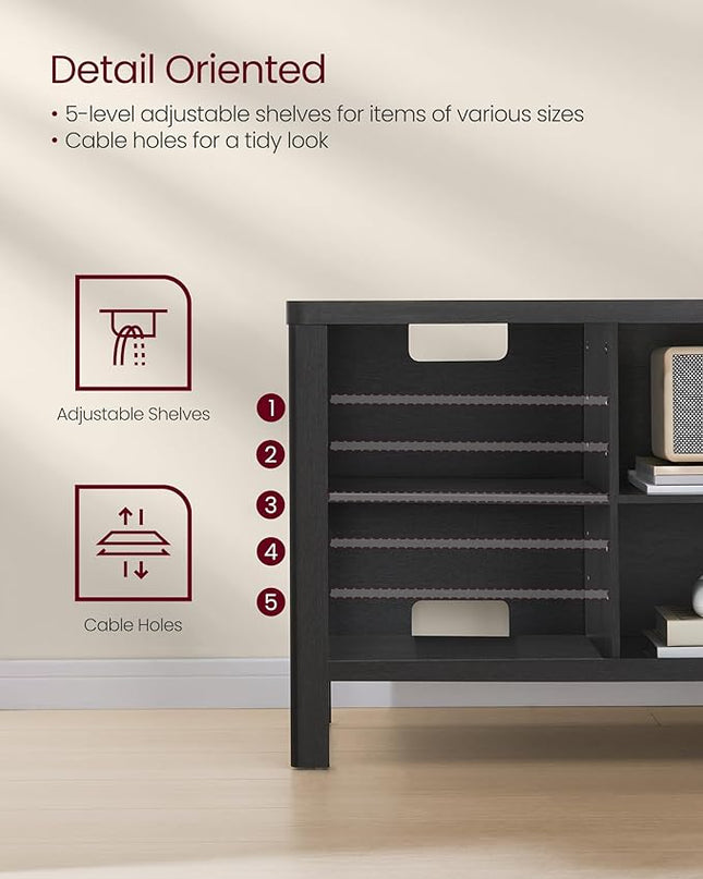VASAGLE TV Stand for TVs up to 70 Inches, Entertainment Center with Storage Shelves, TV Console Table, Easy to Assemble, TV Cabinet for Living Room, Bedroom, Ash Black ULTV114B01 - LeafyLoom