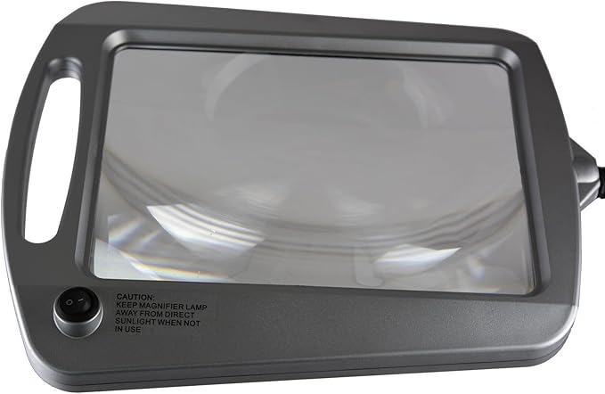 402039-05 Full Page 8 x 10 Inch Magnifier LED Illuminated Floor Lamp, Plastic,Silver - LeafyLoom