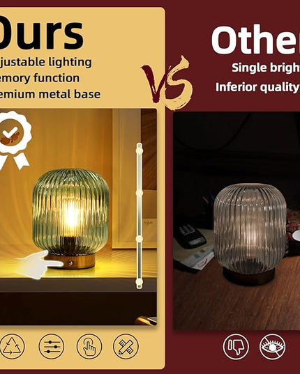 MJ PREMIER Rechargeable Battery Operated Lamp Cordless Lamp Portable Dimmable Brightness Lamps USB LED Table Light with Memory Function Emergency Lamp for Power Outage for Indoor,Outdoor Green - LeafyLoom