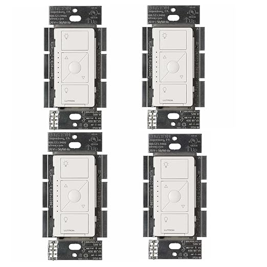 Lutron Caseta Original Smart Dimmer Switch ELV+ (Lutron Hub Required), 250W LED, Single-Pole/3-Way, Neutral Required, PD-5NE-WH 4-PACK, White, 4 Pack Lutron