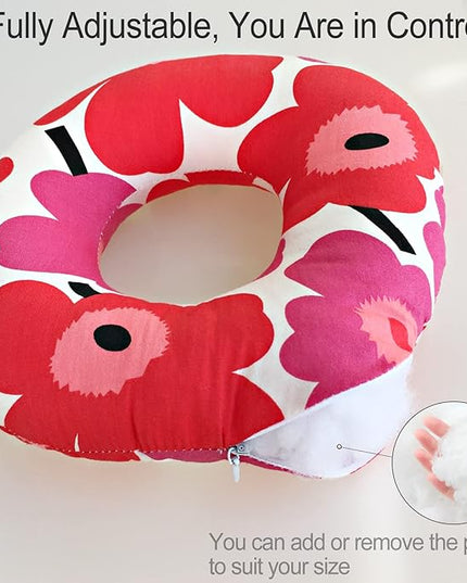 Ear Piercing Pillow for Side Sleeping, CHN Pillow with Hole for Side Sleepers Ear Pain Inflammation Pressure Sores O-Shaped Donut Guard Red Flower - LeafyLoom