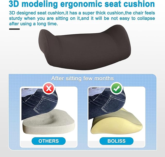 BOLISS 400lbs Ergonomic Mesh Office Chair, High Back Desk Chair - Adjustable Headrest with Flip-Up Arms, Tilt Function, Lumbar Support and Swivel Computer Task Chair-Brown - LeafyLoom