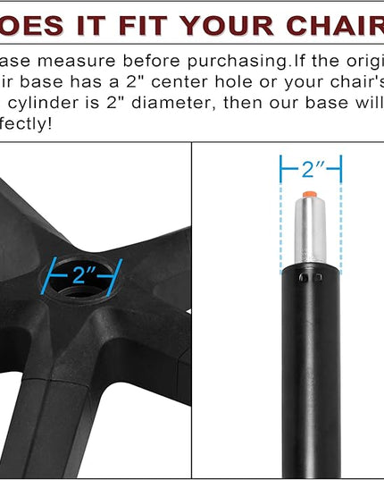 28 inch Nylon Gaming Chair Base Replacement with 5 Casters, Heavy Duty Office Chair Base Part - LeafyLoom