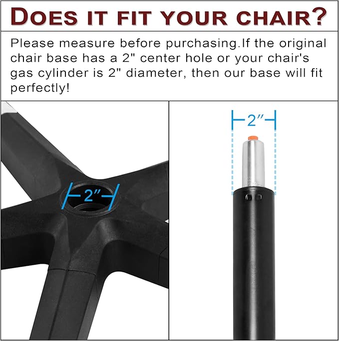 28 inch Nylon Gaming Chair Base Replacement with 5 Casters, Heavy Duty Office Chair Base Part - LeafyLoom
