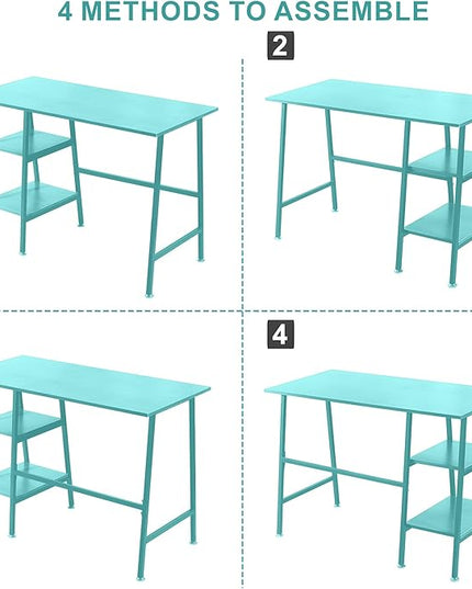VECELO 43 Inch Computer, Writing Home Office Hutch Workstation with Shelf Storage Desk 43", Classic Blue - LeafyLoom