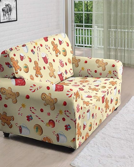 FKELYI Cute Christmas Sofa Couch Cover with Elastic Bottom Stretch Furniture Protector for Indoor Easy Going Stretch Sofa Slipcovers M FKELYI