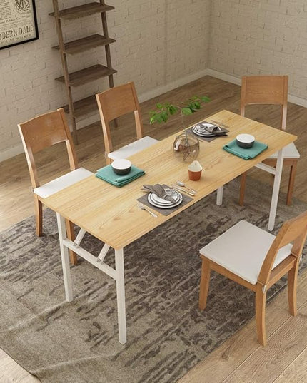 Computer Desk,62 Inch Modern Simple Style Folding Tables,Home Office Writing Desk, Space Saving Foldable Table, No Install Needed - LeafyLoom