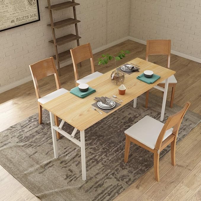 Computer Desk,62 Inch Modern Simple Style Folding Tables,Home Office Writing Desk, Space Saving Foldable Table, No Install Needed - LeafyLoom