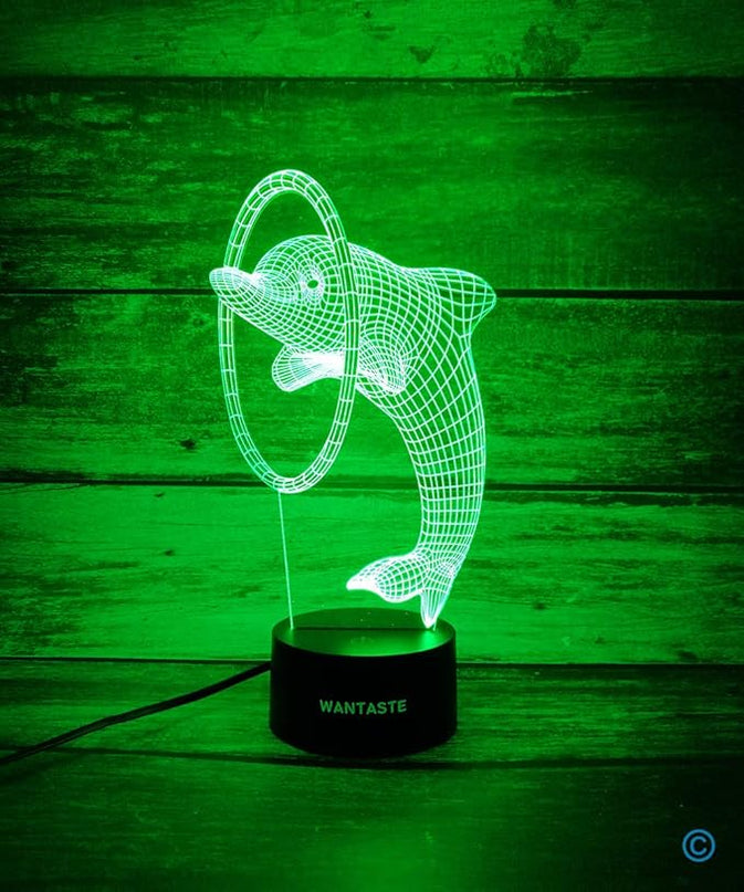 Dolphin 3D Lamp Gifts for Boys Girls Room, Night Light Toys Bedside Decor Gifts for Kids Baby, 7 Colors Changing Nightlight with Smart Control - LeafyLoom