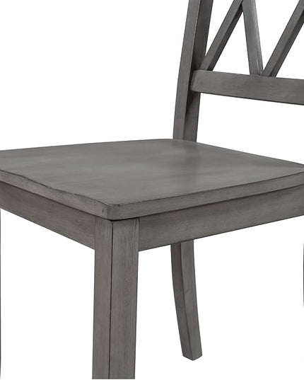 6 Piece Wooden Kitchen Table, Cross Back 4 Chairs,Farmhouse Rustic Waterproof Desk Set,W/Bench,for Family Dinings or Friends Gatherings,Antique Graywash - LeafyLoom