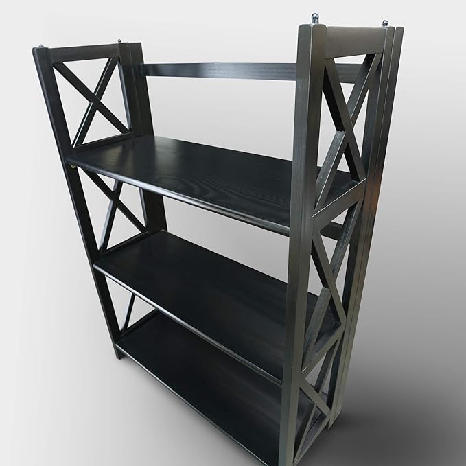 Casual Home Montego 3-Shelf Folding Bookcase, Black (New) - LeafyLoom