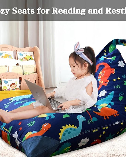 Jorbest Stuffed Animal Storage Bean Bag Chair for Kids Adults, Stuffed Animal Bean Bag Storage, Dinosaur Bean Bag Stuffed Animal Storage, Dinosaur Kids Bean Bag Chair Cover - Cover ONLY (200L/52 Gal) - LeafyLoom