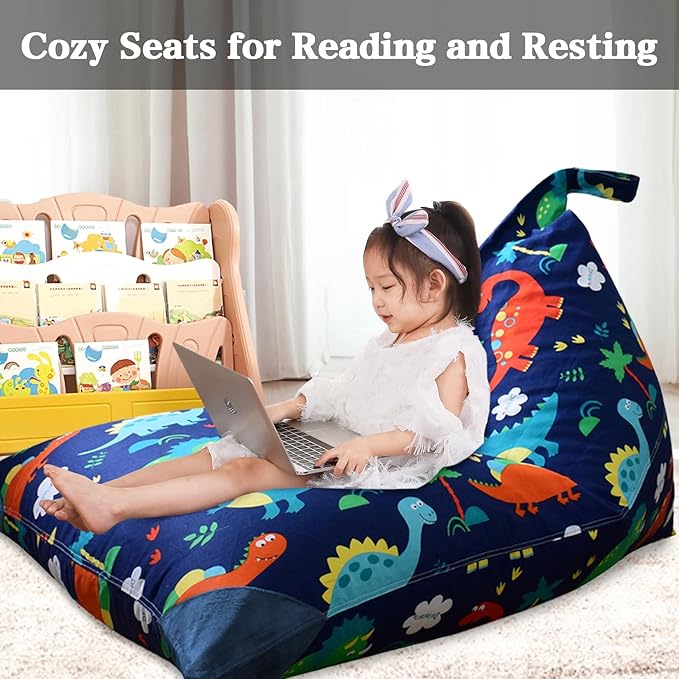 Jorbest Stuffed Animal Storage Bean Bag Chair for Kids Adults, Stuffed Animal Bean Bag Storage, Dinosaur Bean Bag Stuffed Animal Storage, Dinosaur Kids Bean Bag Chair Cover - Cover ONLY (200L/52 Gal) - LeafyLoom