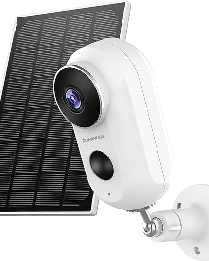 ZUMIMALL Solar Security Cameras Wireless Outdoor, 2K Outdoor Camera Wireless Solar Powered, 2.4G WiFi Battery Camera, 3MP Color Night Vision, Magnetic Mount,Siren,PIR/AI Analyse, IP66, Cloud, Alexa ZUMIMALL