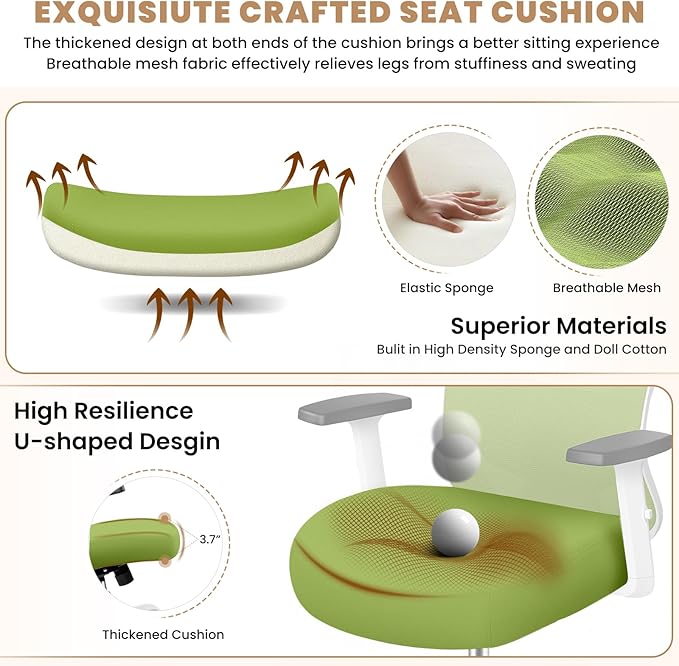 Office Chair Ergonomic Desk Chair with Adjustable Lumbar Support, Swivel Comfy Computer Chair Heavy Duty Executive Chair for Home Office - LeafyLoom