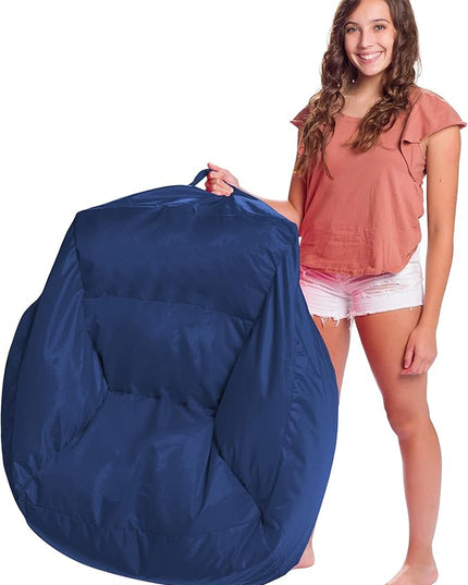 Posh Creations Structured Comfy Seat for Playrooms and Bedrooms, Large Bean Bag Chair, Coronado Chair, Navy - LeafyLoom