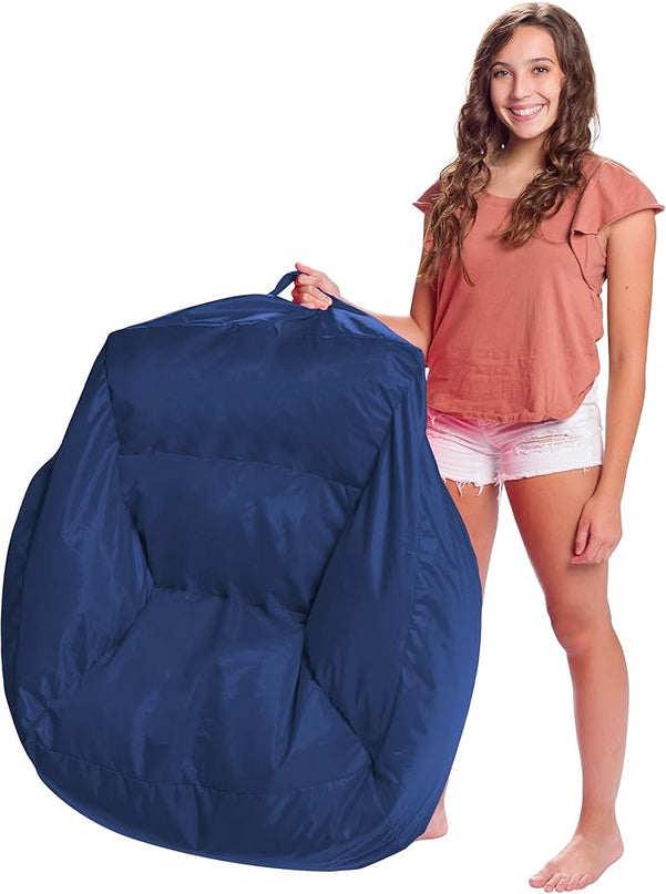 Posh Creations Structured Comfy Seat for Playrooms and Bedrooms, Large Bean Bag Chair, Coronado Chair, Navy - LeafyLoom