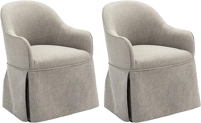 COLAMY Modern Accent Dining Chairs Set of 2, Barrel Accent Armchairs, 20 Inch Dining Accent Chairs with Cover, Fabric Dining Chair for Kitchen,Dining Room,Living Room,Dinner Party, Light Grey - LeafyLoom