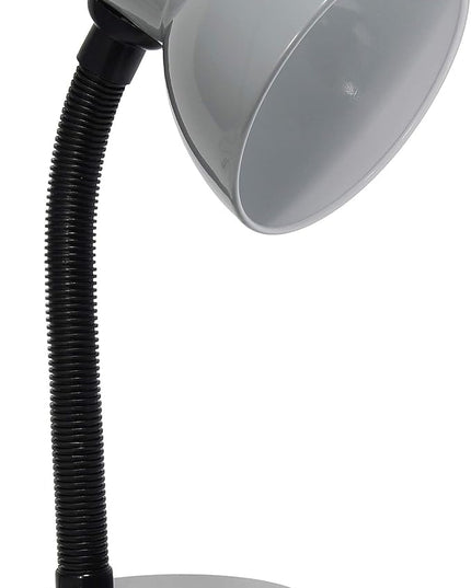 Simple Designs LD1003-SLV Basic Metal Desk Lamp with Flexible Hose Neck for Office, Living Room, Bedroom, College Dorm, Bookshelf, Silver - LeafyLoom