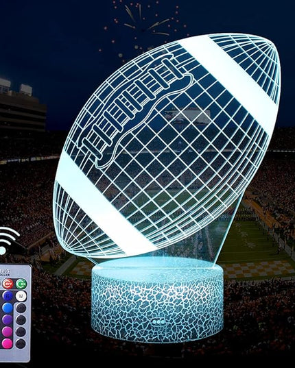 Football Night Light, 3D Illusion Lamp Football Lights for Kids Room, 16 Colors & Flashing Modes with Remote Control Opreated Dimmable Christmas Birthday Gifts for Boys Girls Kids Children Teen - LeafyLoom