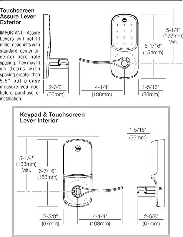 Yale Assure Lever Entry Door Lock with Wi-Fi Connected Touchscreen, Satin Nickel Smart Keypad Door Lock with Handle, Back-Up Key, and Z-Wave Compatibility, YRL226-ZW2-619 Yale