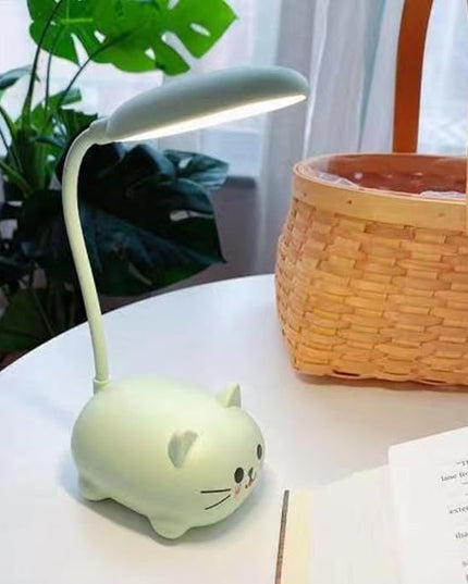 LED Desk Lamp，Mini Cat Night Light, Portable LED Table Light, Cute Foldable USB Rechargeable Reading Light Bedroom Children's Bedside Study (Green) - LeafyLoom