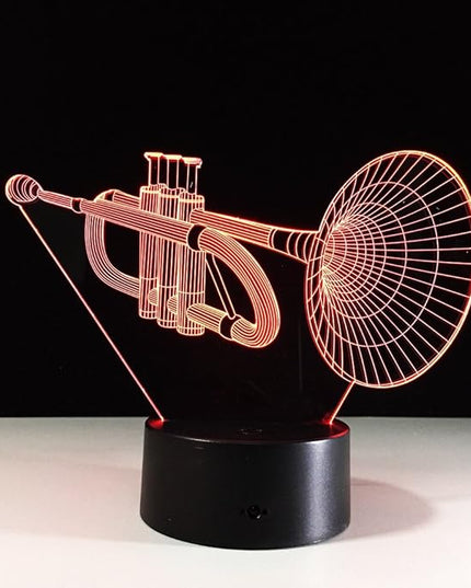 Trumpet Shape 3D Optical Illusion Lamp 7 Colors Change Timing Remote Control and Touch Button LED Table Desk Lamp for Home Bedroom Decoration - LeafyLoom