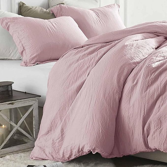 ETDIFFE Greyish Pink Comforter Set King Size, 3 Piece Aesthetic Modern Bedding Set - Soft & Lightweight All Season Microfiber Down Alternative Bed Comforter with 2 Pillow Shams for Women Girls - LeafyLoom