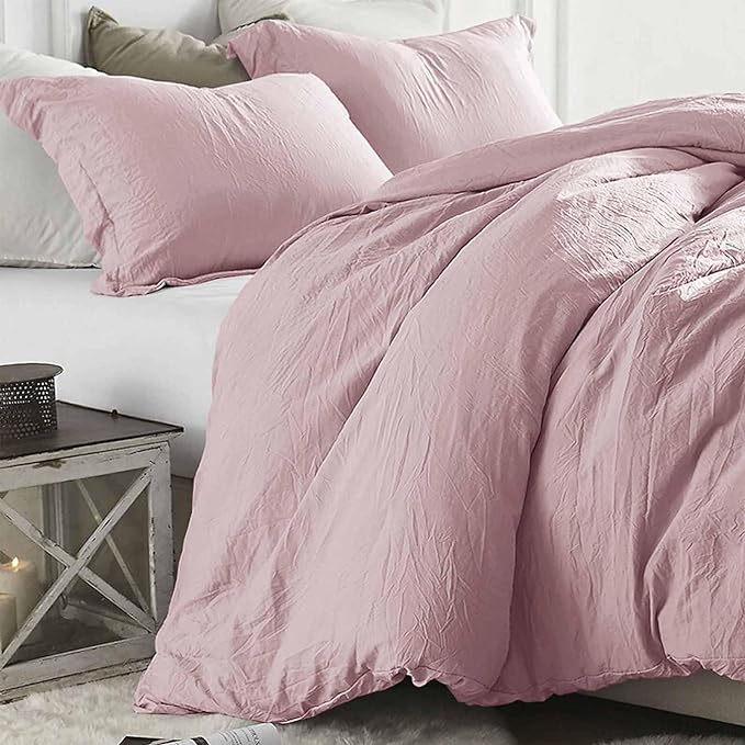 ETDIFFE Greyish Pink Comforter Set Queen Size, 3 Piece Aesthetic Modern Bedding Set - Soft & Lightweight All Season Microfiber Down Alternative Bed Comforter with 2 Pillow Shams for Women Girls - LeafyLoom