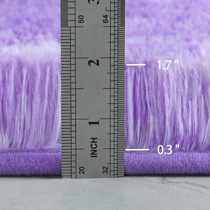 5x8 Large Area Rugs for Living Room, Super Soft Fluffy Modern Bedroom Rug, Tie-Dyed Purple Indoor Shag Fuzzy Carpets for Girls Kids Nursery Room Home Decor - LeafyLoom