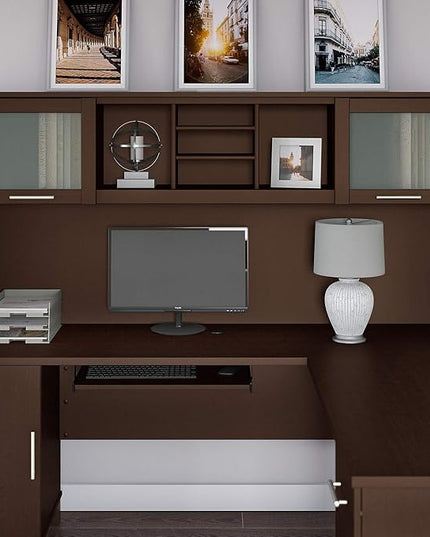 Bush Furniture Somerset Desk Hutch, 71" W, Mocha Cherry - LeafyLoom