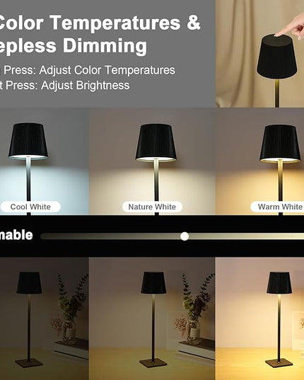 Neoglint Cordless Floor Lamp for Outdoor/Indoor, Touch Control Adjustable Height LED Lamp, Dimmable Rechargeable Battery Operated Lamp for Bedroom, Living Room, Patio (Round) - LeafyLoom