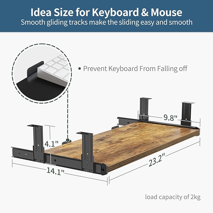 BANTI 48" x 24" Height Adjustable Electric Standing Desk with Keyboard Tray, Sit Stand up Desk with Splice Board, Black Frame/Rustic Brown Top - LeafyLoom