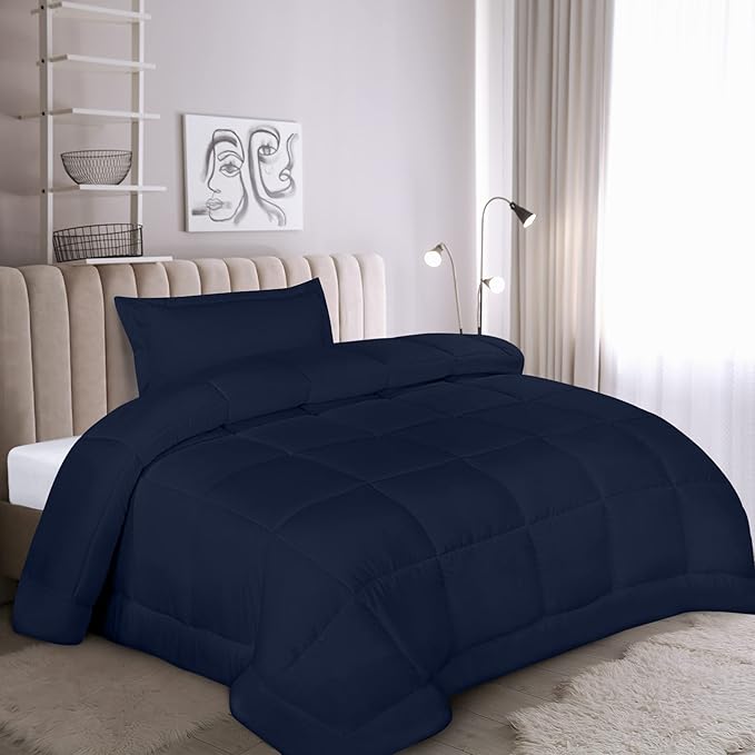 Utopia Bedding Twin Comforter Set Kids with 1 Pillow Sham, Bedding Comforter Sets, Down Alternative Navy Comforter, Soft and Comfortable, Machine Washable - LeafyLoom