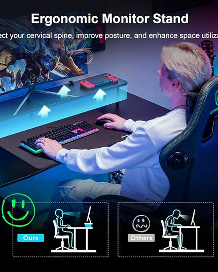 GTRACING GTP210-RGB Gaming desk, 55 inch, RGB - LeafyLoom