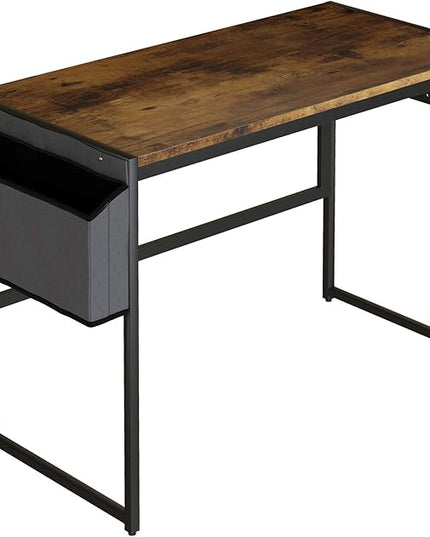 DKLGG Computer Desk 39" Home Office Desk Laptop Study Table Workstation with A Storage Bag and Headphone Hook Retro Industrial Design Small Computer Desk for Teens, Brown - LeafyLoom
